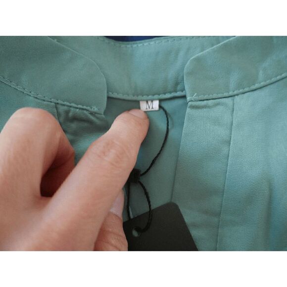 Lucklisa Turquoise Flutter-Sleeve V-Neck Top M #1643-A6 - Picture 7 of 7